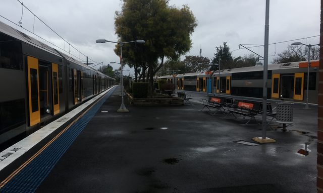 Sydney Trains train at Richmond station, T1 Richmond line, Sydney Metro