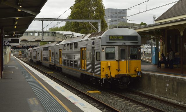 Sydney Trains S set at Liverpool station, T3 Liverpool & Inner West line, Sydney Metro